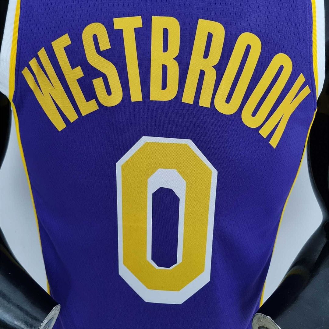 75th Anniversary Westbrook #0 Los Angeles Lakers Jordan Purple NBA Jersey 3