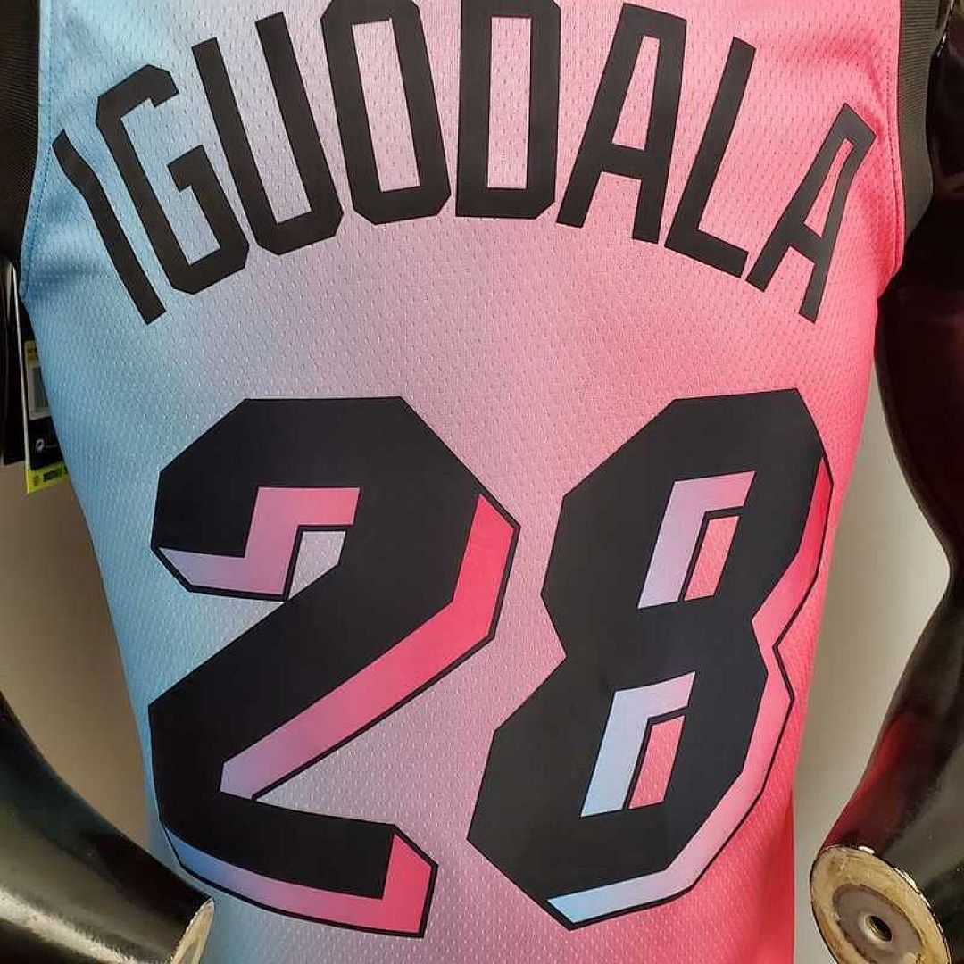 New Miami Heat IGUODALA#28 City Edition Pink Blue Gradient Color 5