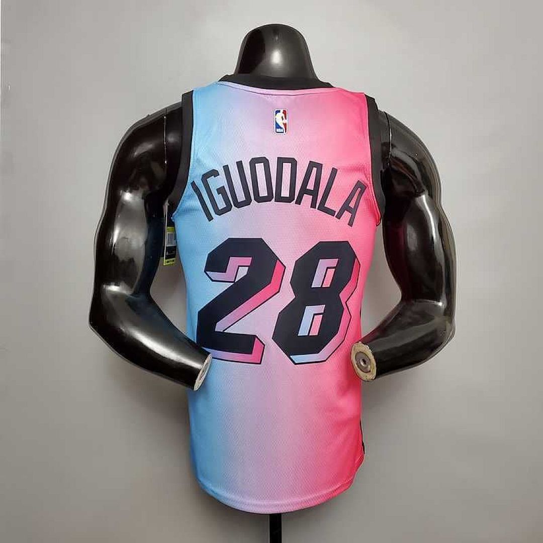New Miami Heat IGUODALA#28 City Edition Pink Blue Gradient Color 6