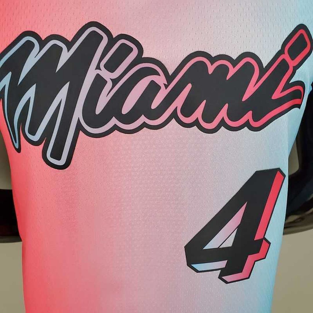 New Miami Heat OLADIPO#4 City Edition Pink Blue Gradient Color 3