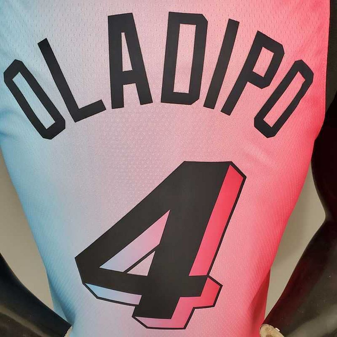 New Miami Heat OLADIPO#4 City Edition Pink Blue Gradient Color 7