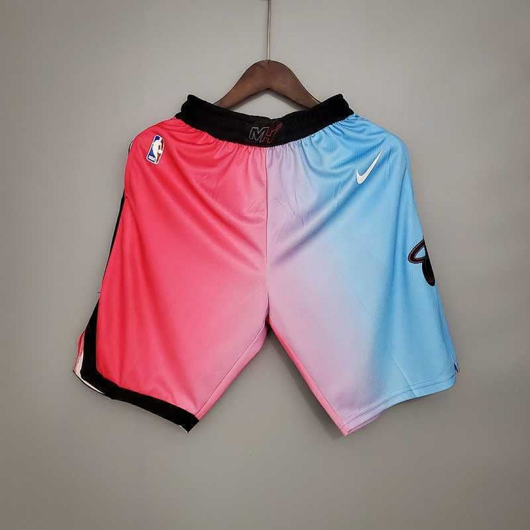 New Miami Heat Shorts City Edition Pink Blue Gradient Color