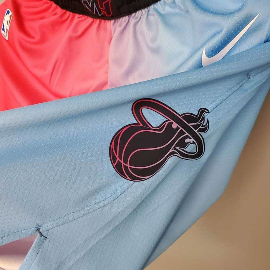 New Miami Heat Shorts City Edition Pink Blue Gradient Color 10