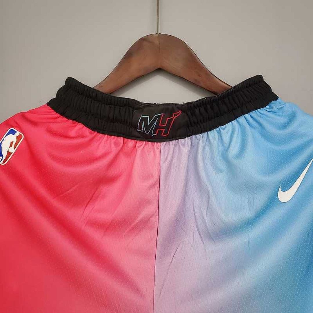 New Miami Heat Shorts City Edition Pink Blue Gradient Color 2