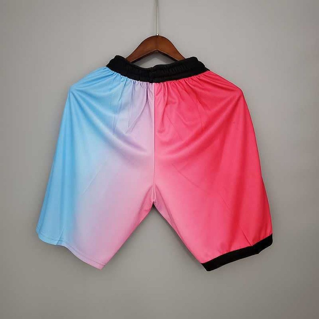 New Miami Heat Shorts City Edition Pink Blue Gradient Color 8