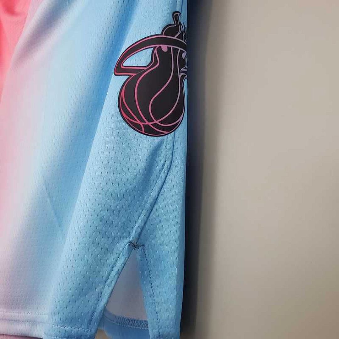 New Miami Heat Shorts City Edition Pink Blue Gradient Color 9