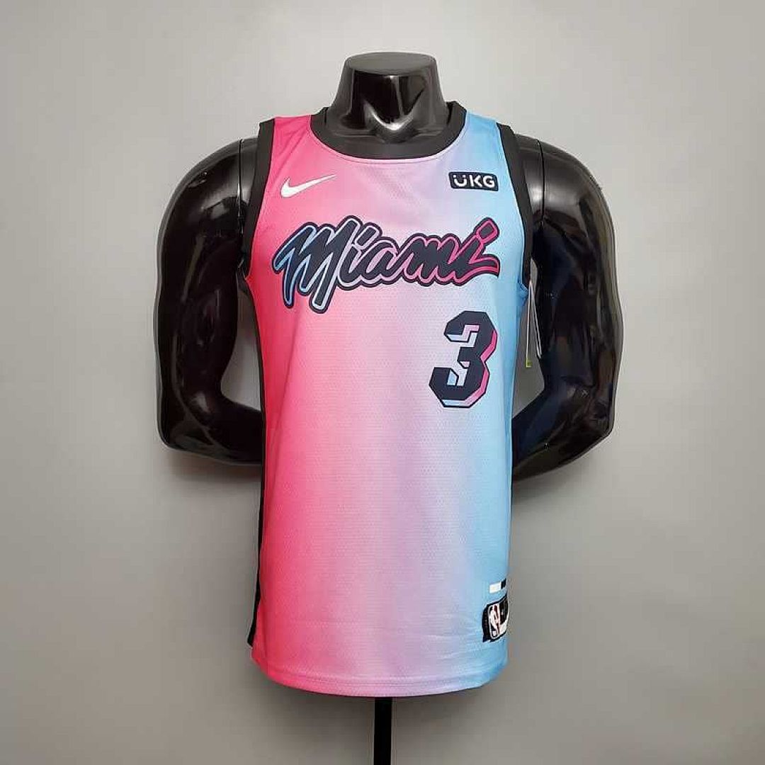 New Miami Heat WADE #3 City Edition Pink Blue Gradient Color