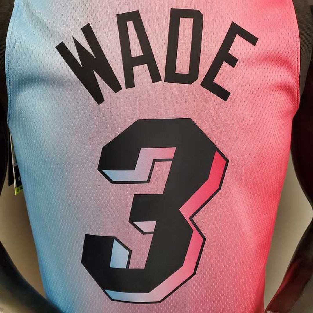New Miami Heat WADE #3 City Edition Pink Blue Gradient Color 7