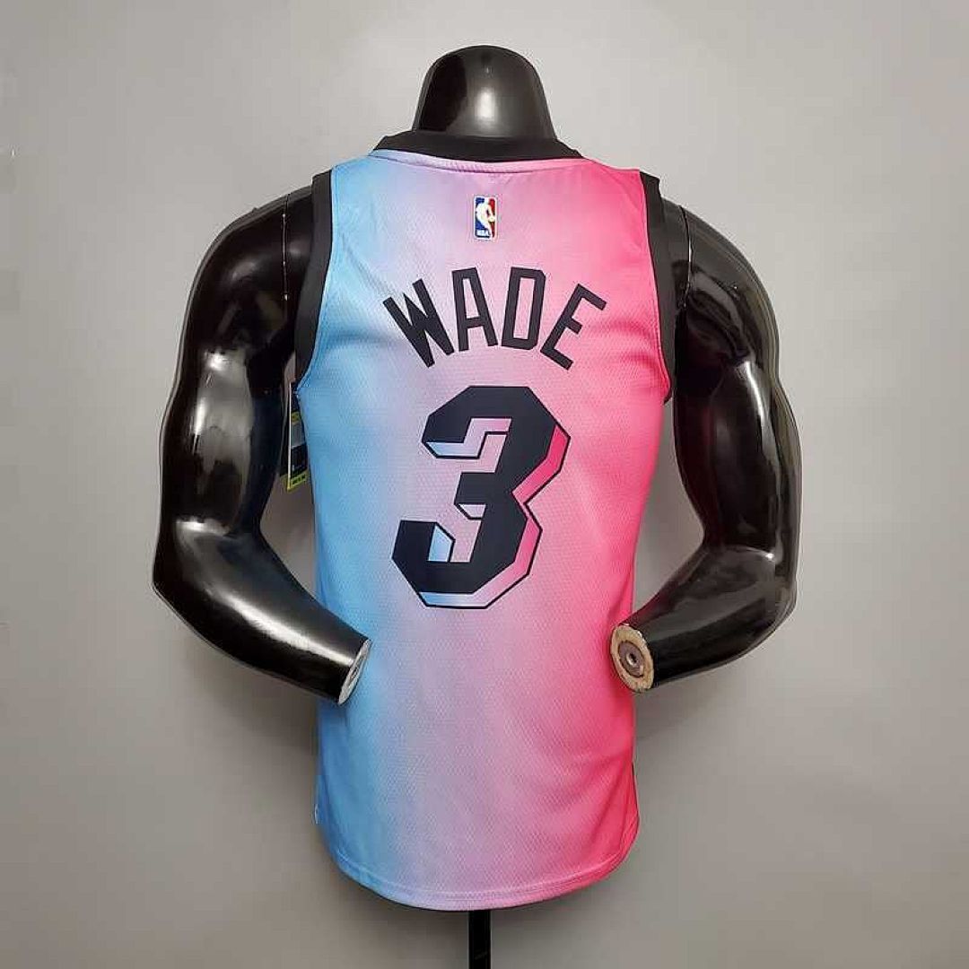 New Miami Heat WADE #3 City Edition Pink Blue Gradient Color 8