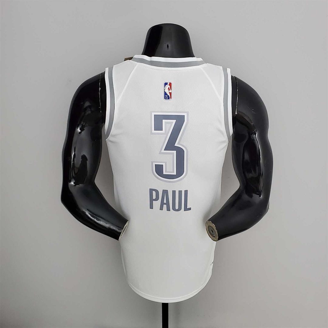 75th Anniversary 2202 Season Oklahoma City Thunder PAUL#3 City Edition White NBA Jersey 3