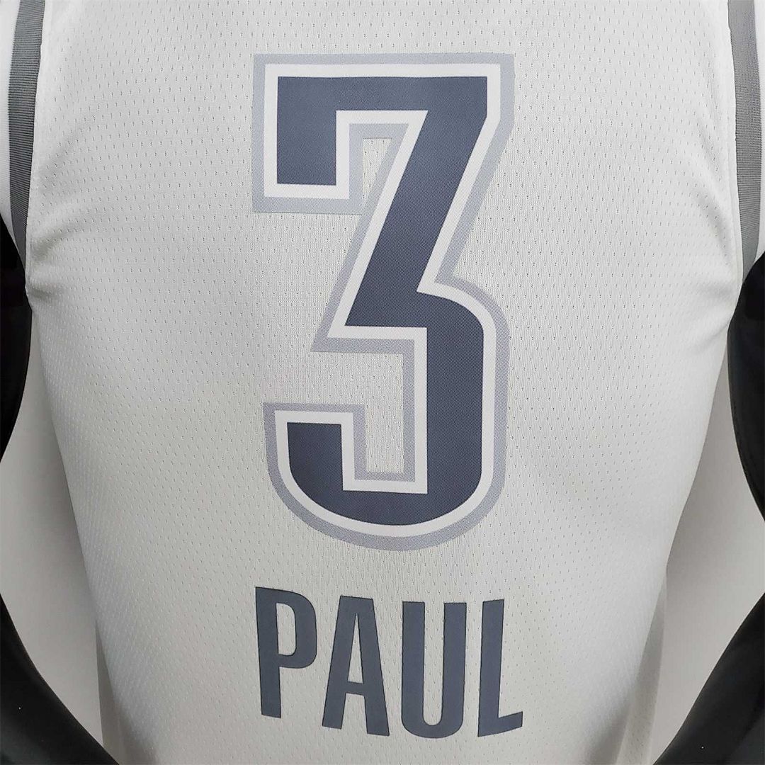 75th Anniversary 2202 Season Oklahoma City Thunder PAUL#3 City Edition White NBA Jersey 4