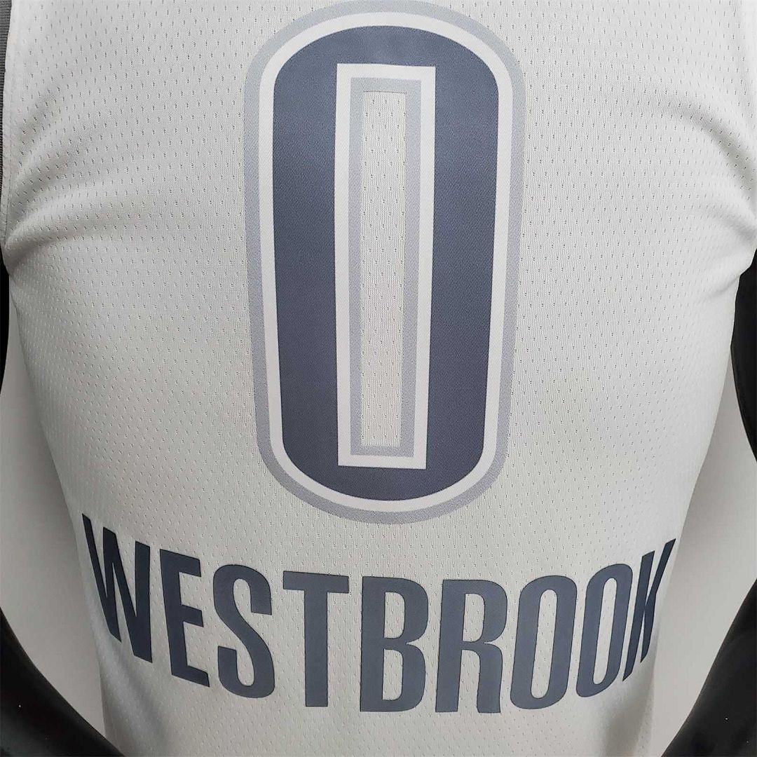 75th Anniversary 2202 Season Oklahoma City Thunder WESTBROOK#0 City Edition White NBA Jersey 4