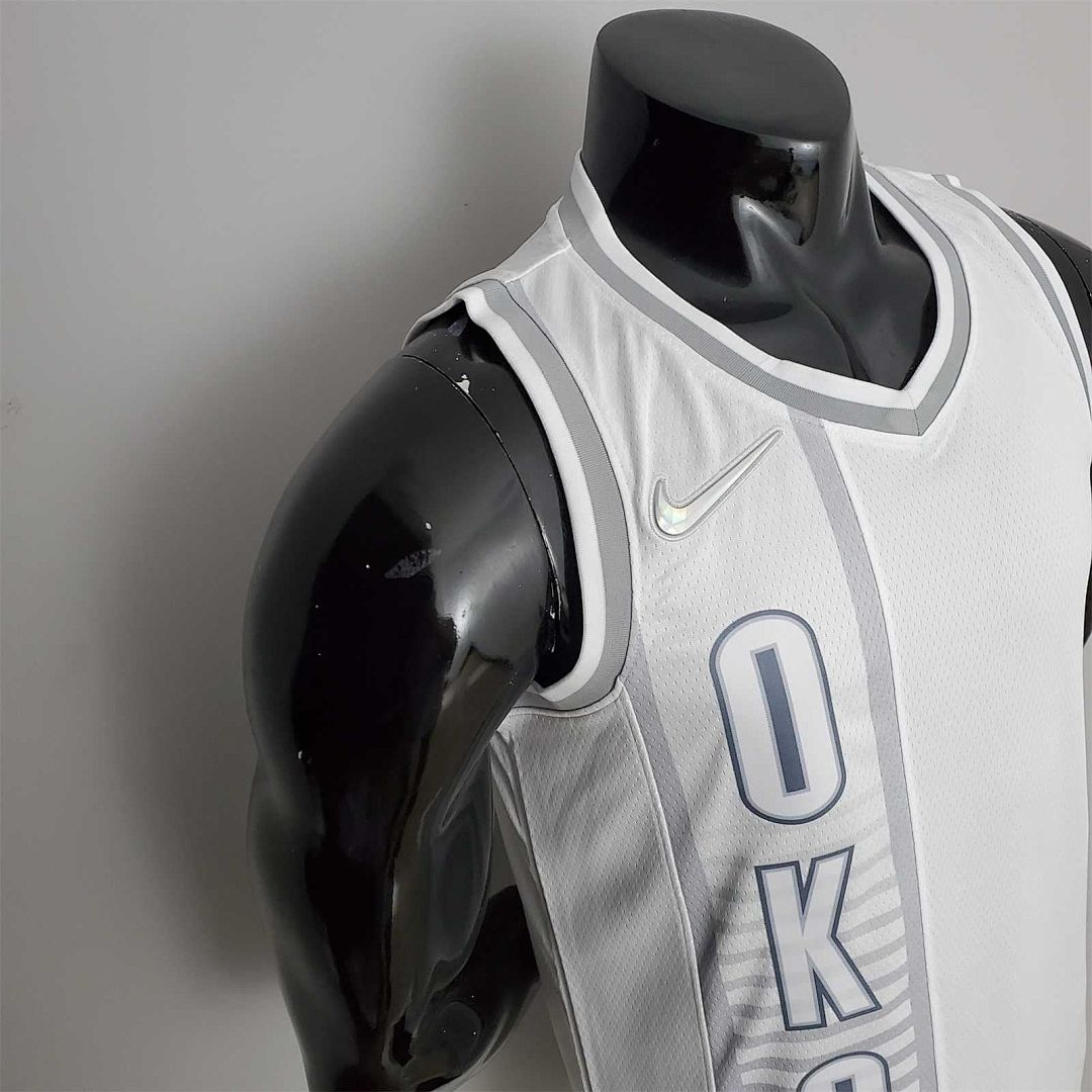 75th Anniversary 2202 Season Oklahoma City Thunder WESTBROOK#0 City Edition White NBA Jersey 8