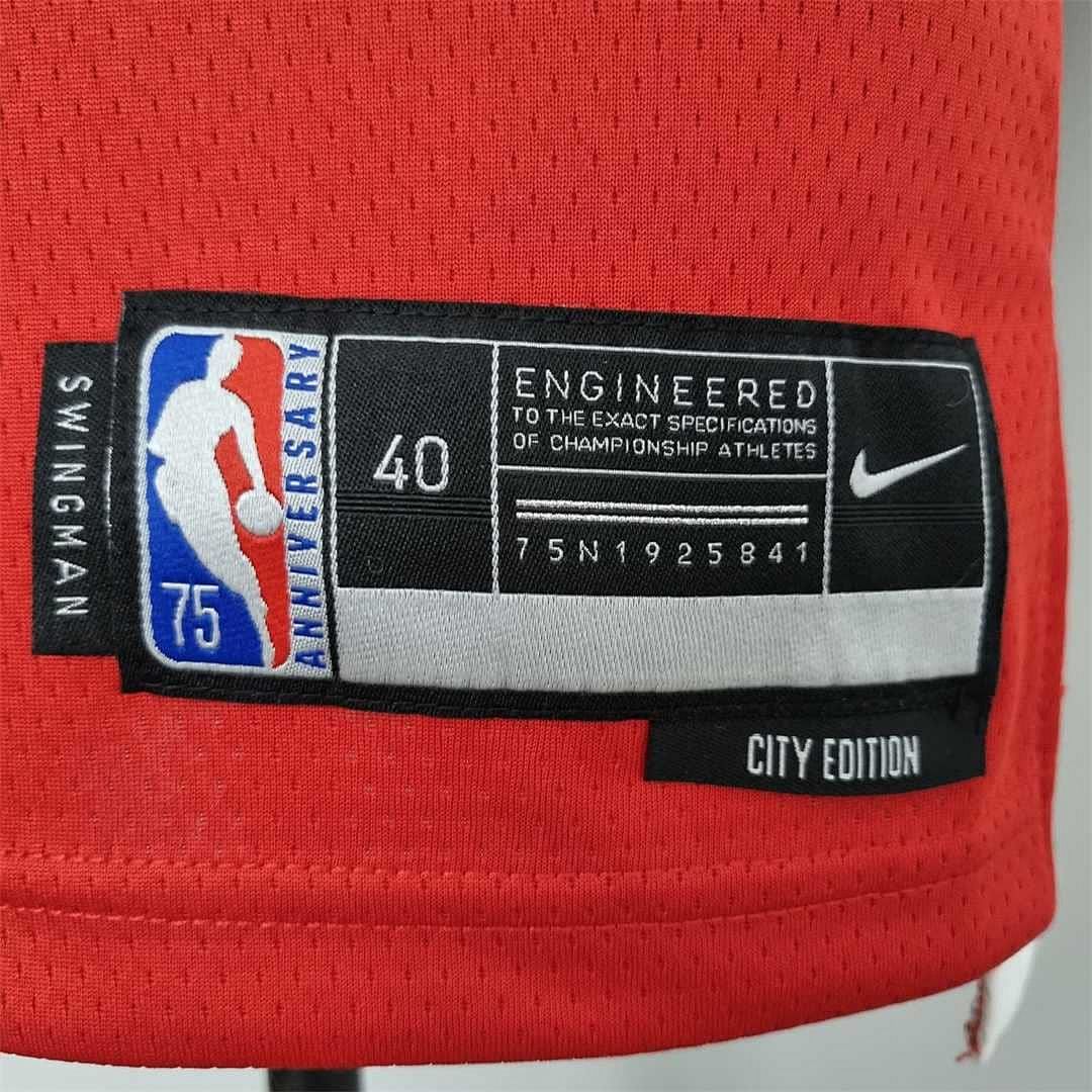 75th Anniversary 2022 Season Chicago Bulls BALL #2 City Edition Red NBA Jersey 10
