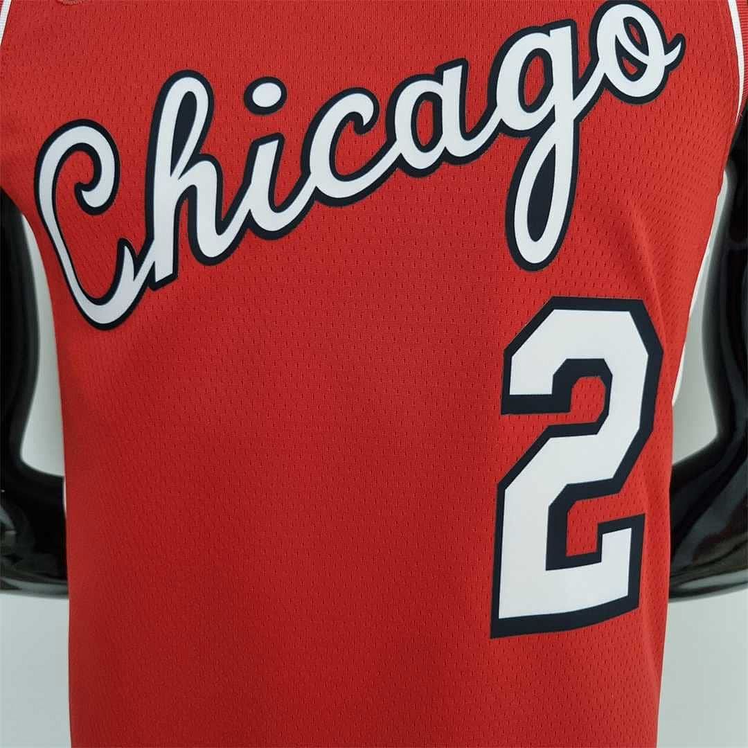75th Anniversary 2022 Season Chicago Bulls BALL #2 City Edition Red NBA Jersey 3