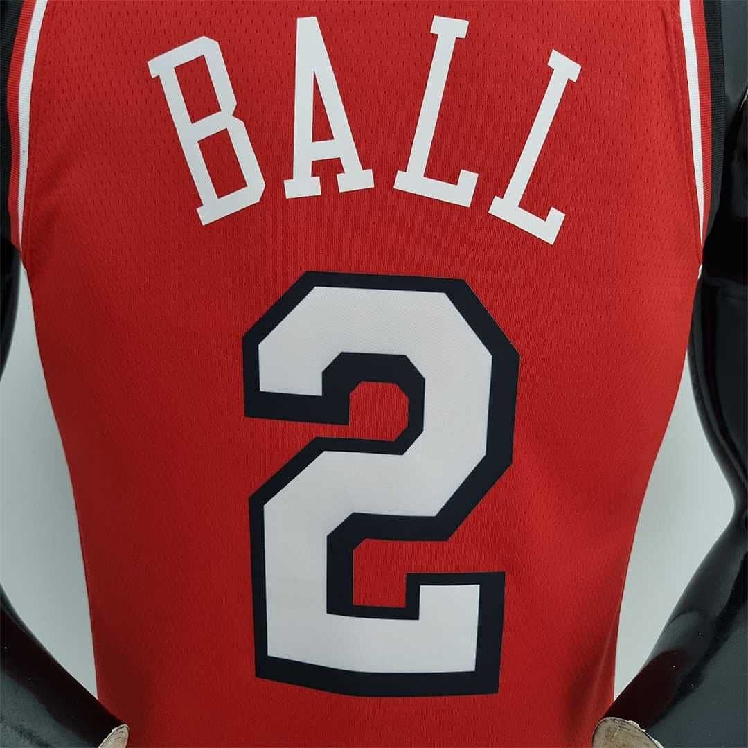 75th Anniversary 2022 Season Chicago Bulls BALL #2 City Edition Red NBA Jersey 8