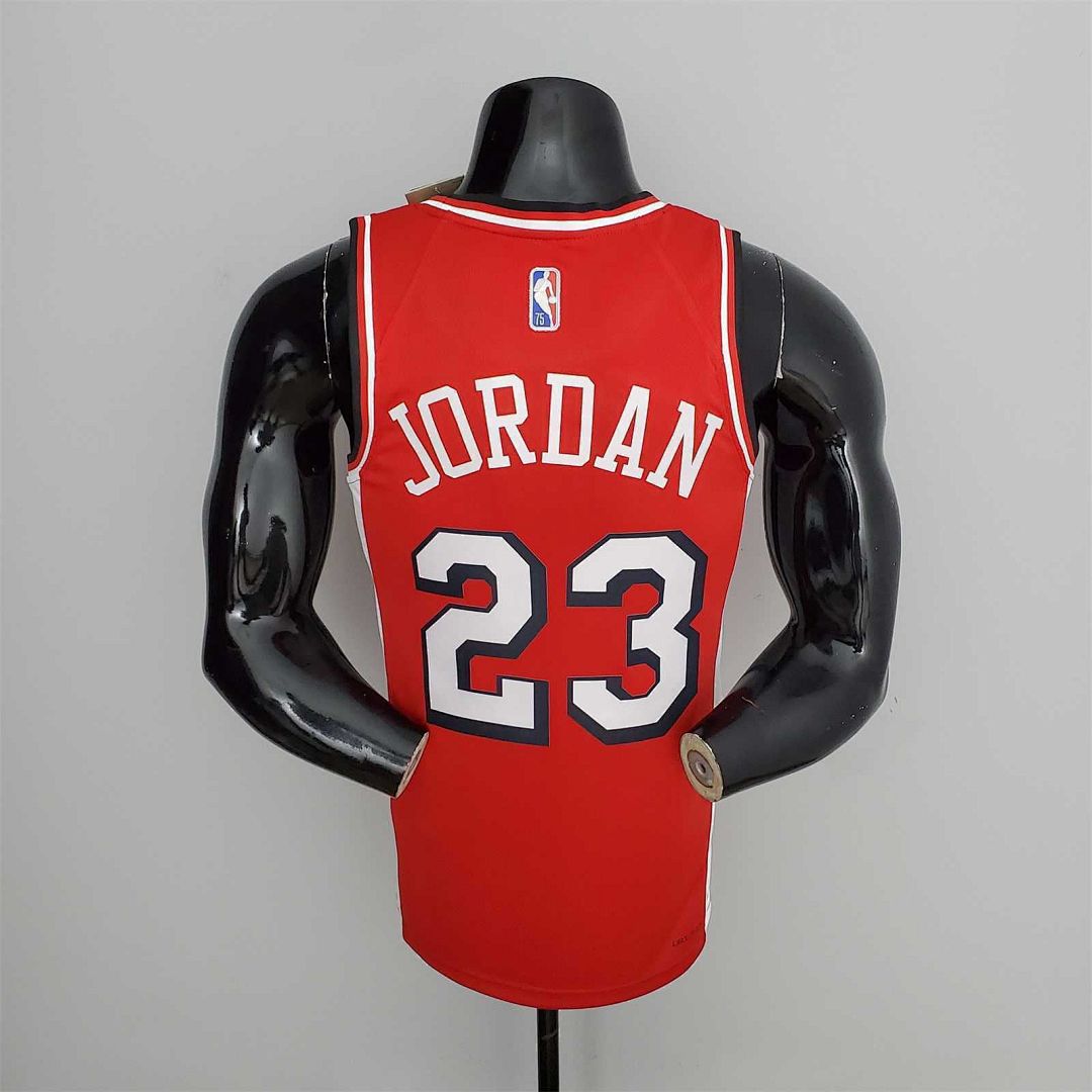 75th Anniversary 2022 Season Chicago Bulls JDRDAN#23 City Edition Red NBA Jersey 8