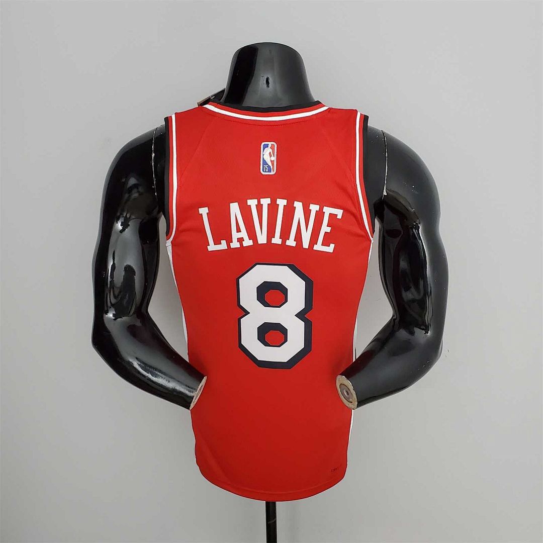 75th Anniversary 2022 Season Chicago Bulls LAVINE#8 City Edition Red NBA Jersey 2