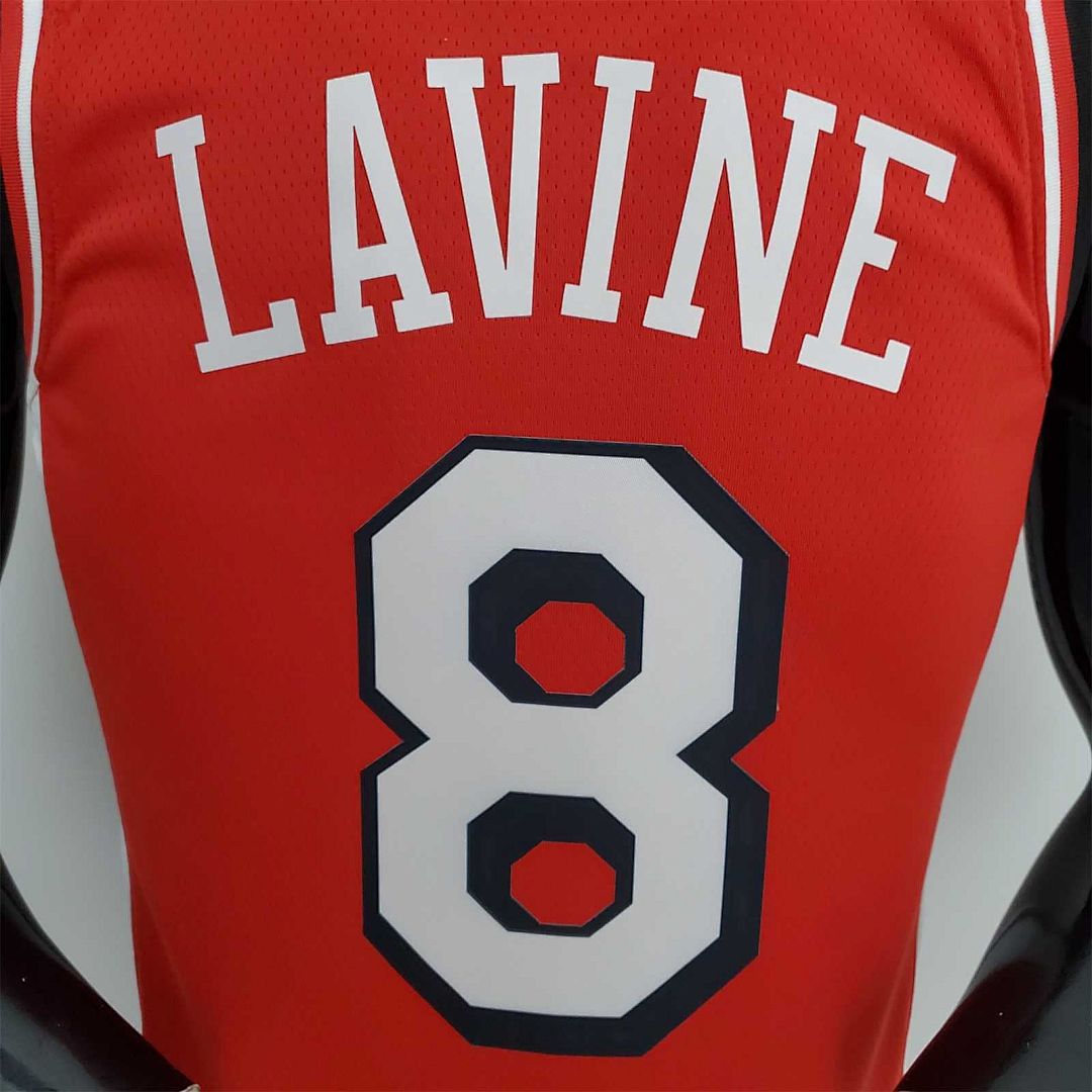 75th Anniversary 2022 Season Chicago Bulls LAVINE#8 City Edition Red NBA Jersey 3