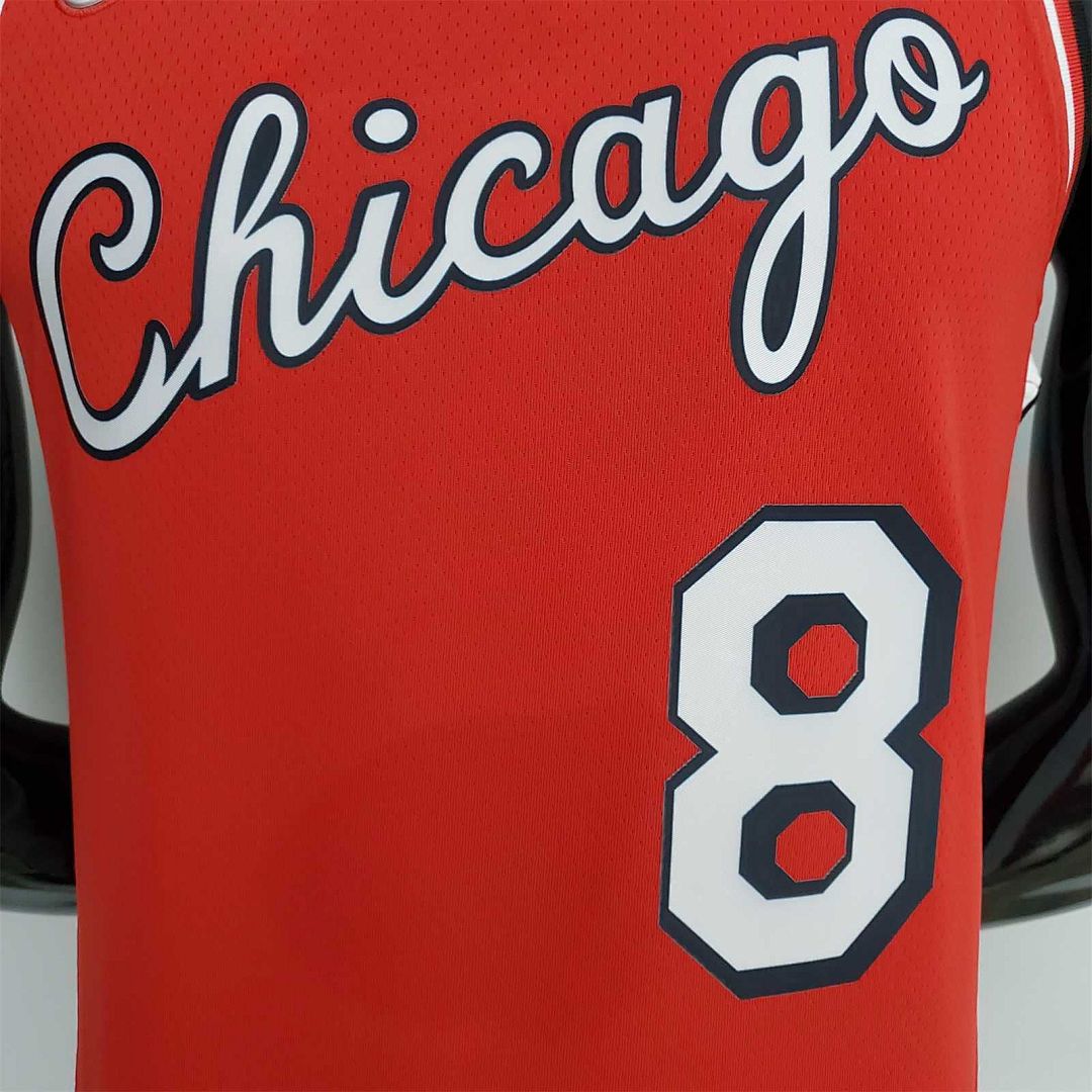 75th Anniversary 2022 Season Chicago Bulls LAVINE#8 City Edition Red NBA Jersey 5