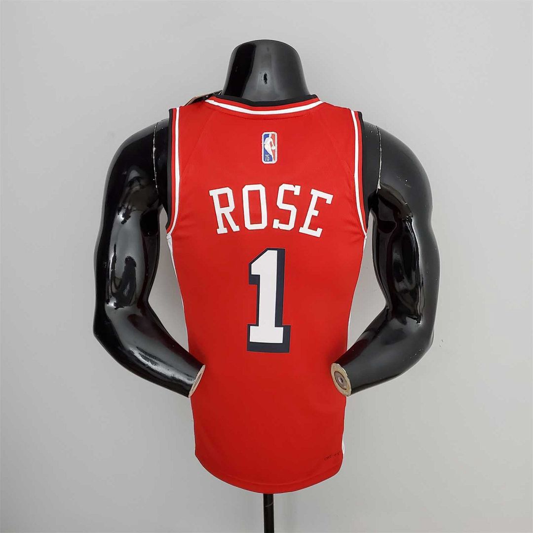 75th Anniversary 2022 Season Chicago Bulls ROSE#1 City Edition Red NBA Jersey 8