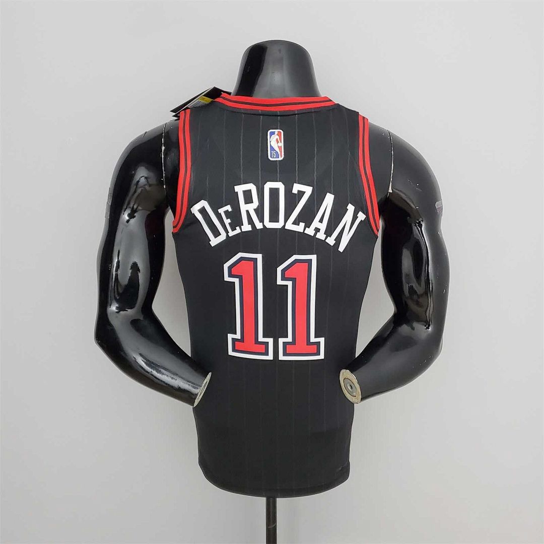 75th Anniversary DeRozan#11 Bulls Flyers Black NBA Jersey 7