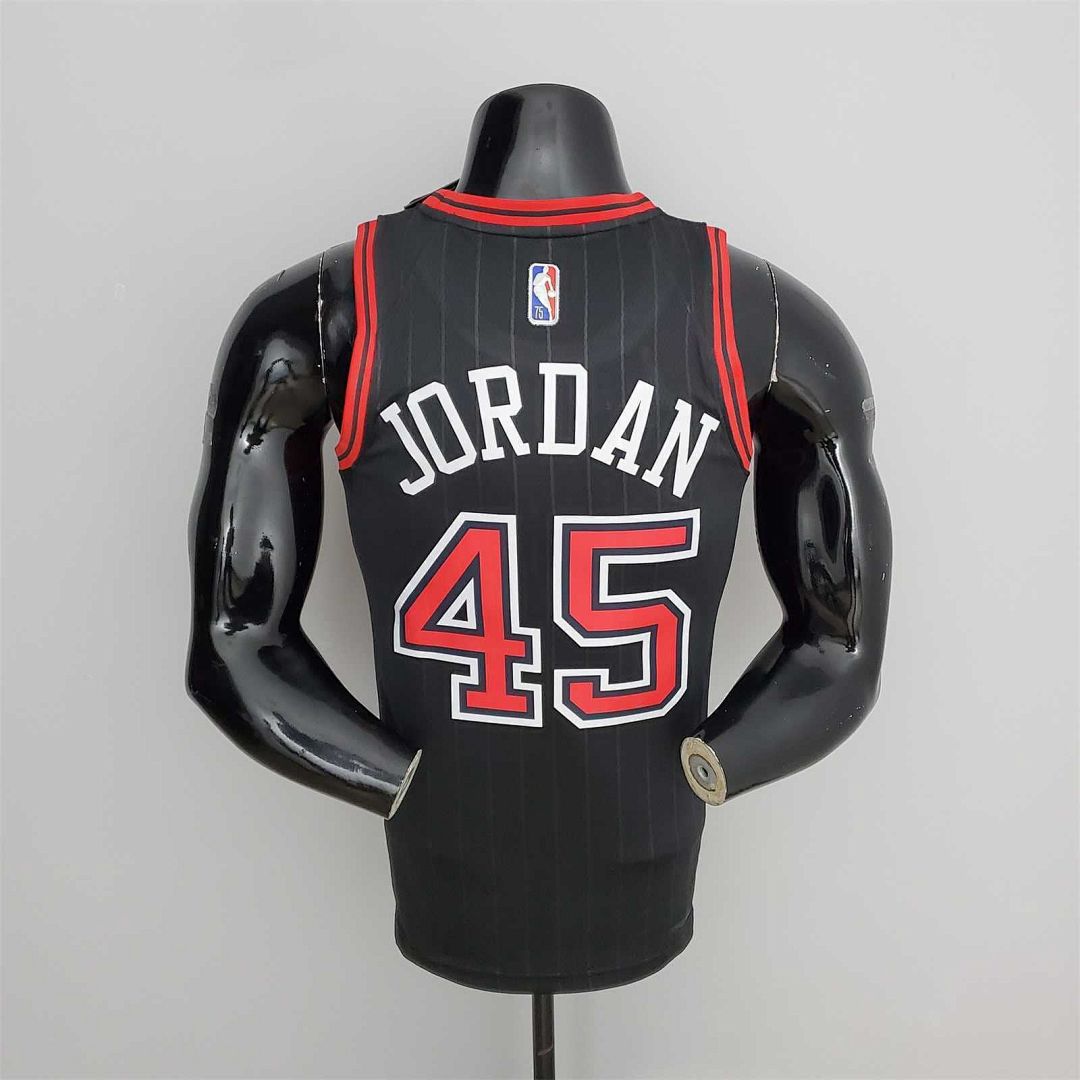 75th anniversaire Jordan #45 Bulls Flyers noir NBA maillot 2