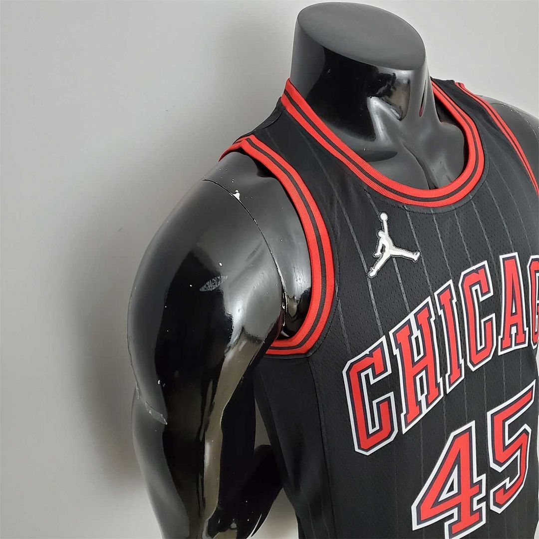 75th anniversaire Jordan #45 Bulls Flyers noir NBA maillot 8
