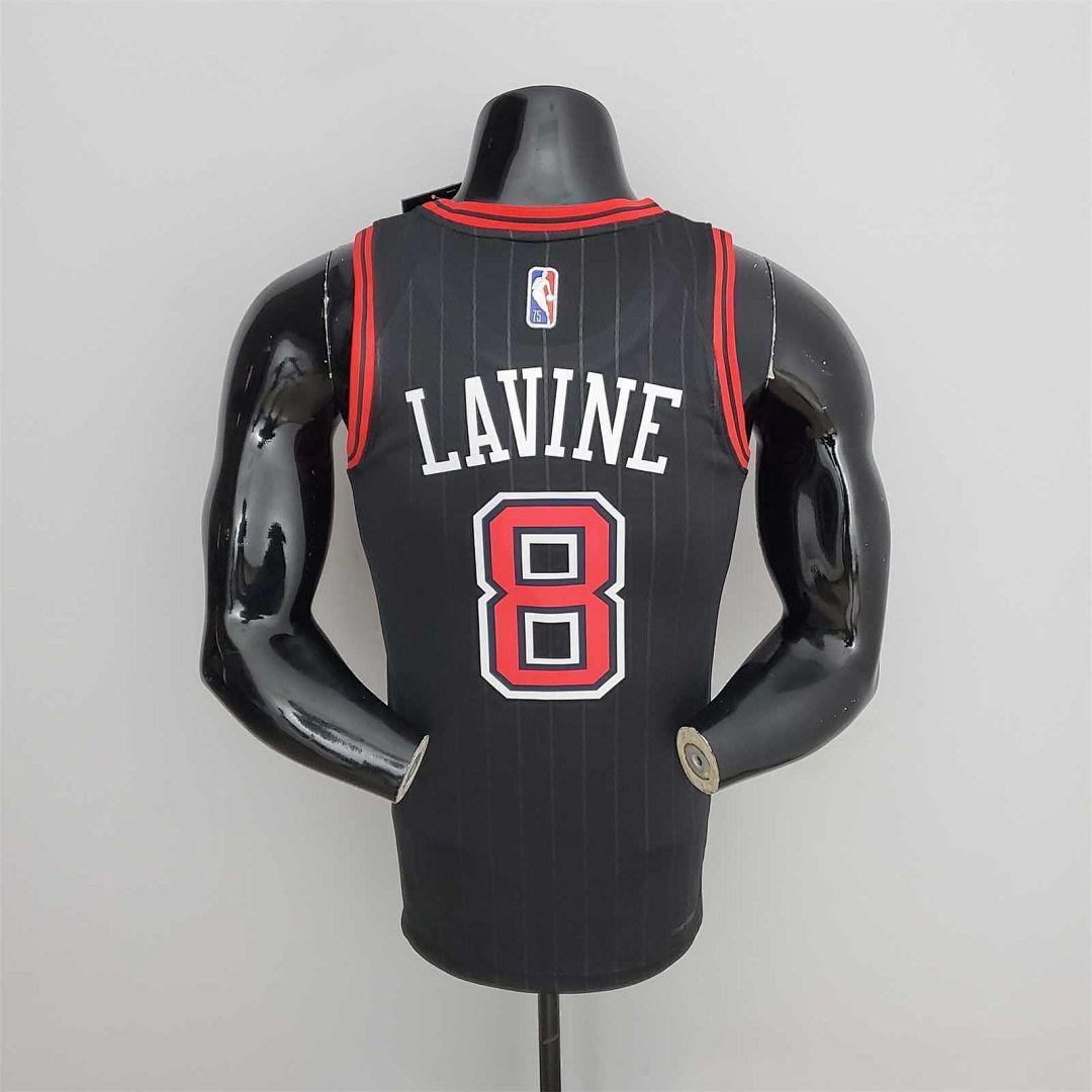 75th Anniversary LaVine#8 Bulls Flyers Black NBA Jersey 2