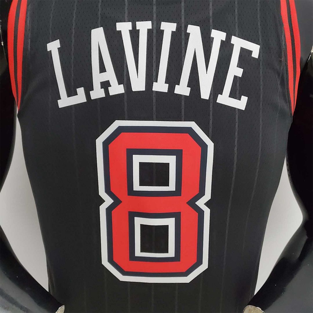 75th Anniversary LaVine#8 Bulls Flyers Black NBA Jersey 3