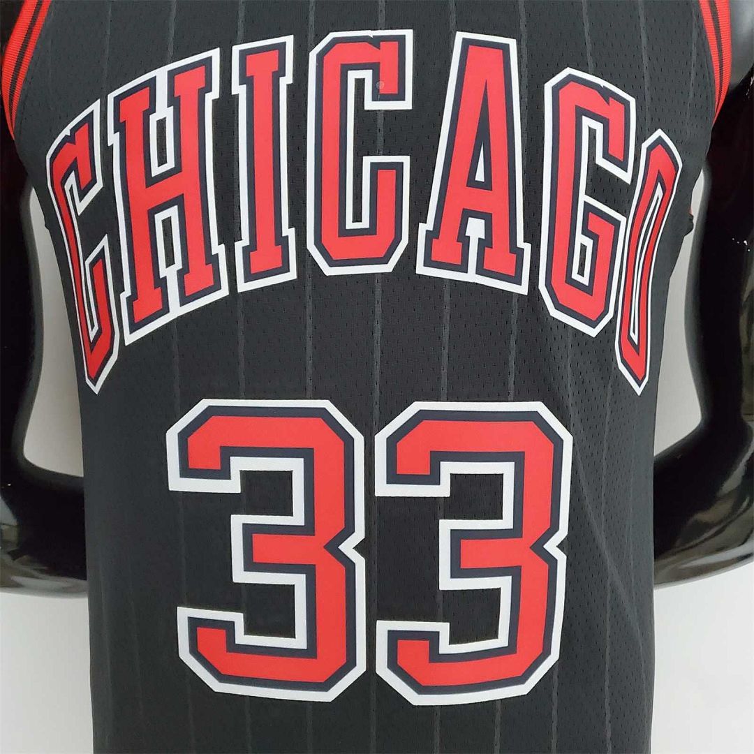 75th Anniversary Pippen#33 Bulls Flyers Black NBA Jersey 2