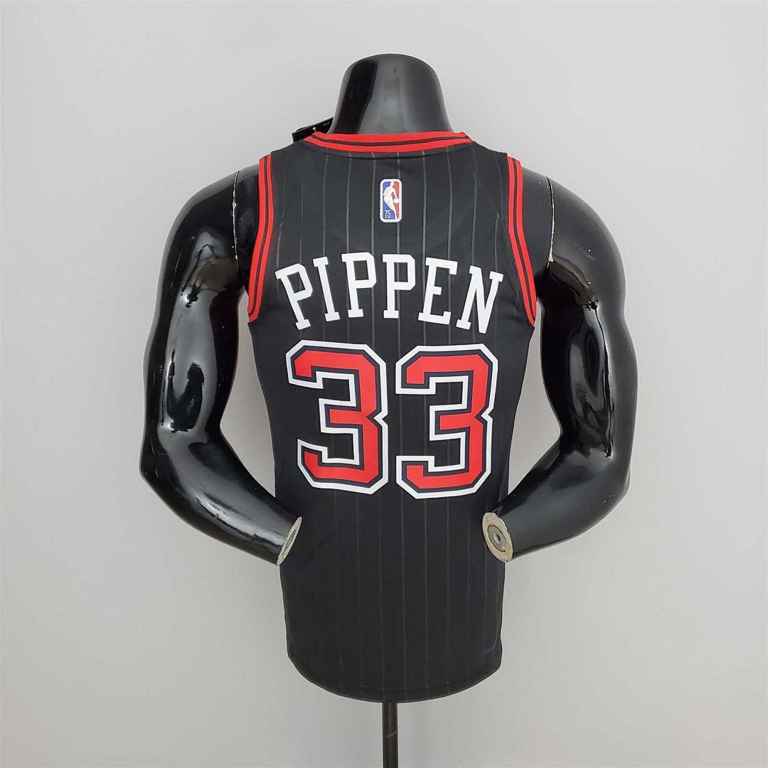 75th Anniversary Pippen#33 Bulls Flyers Black NBA Jersey 7