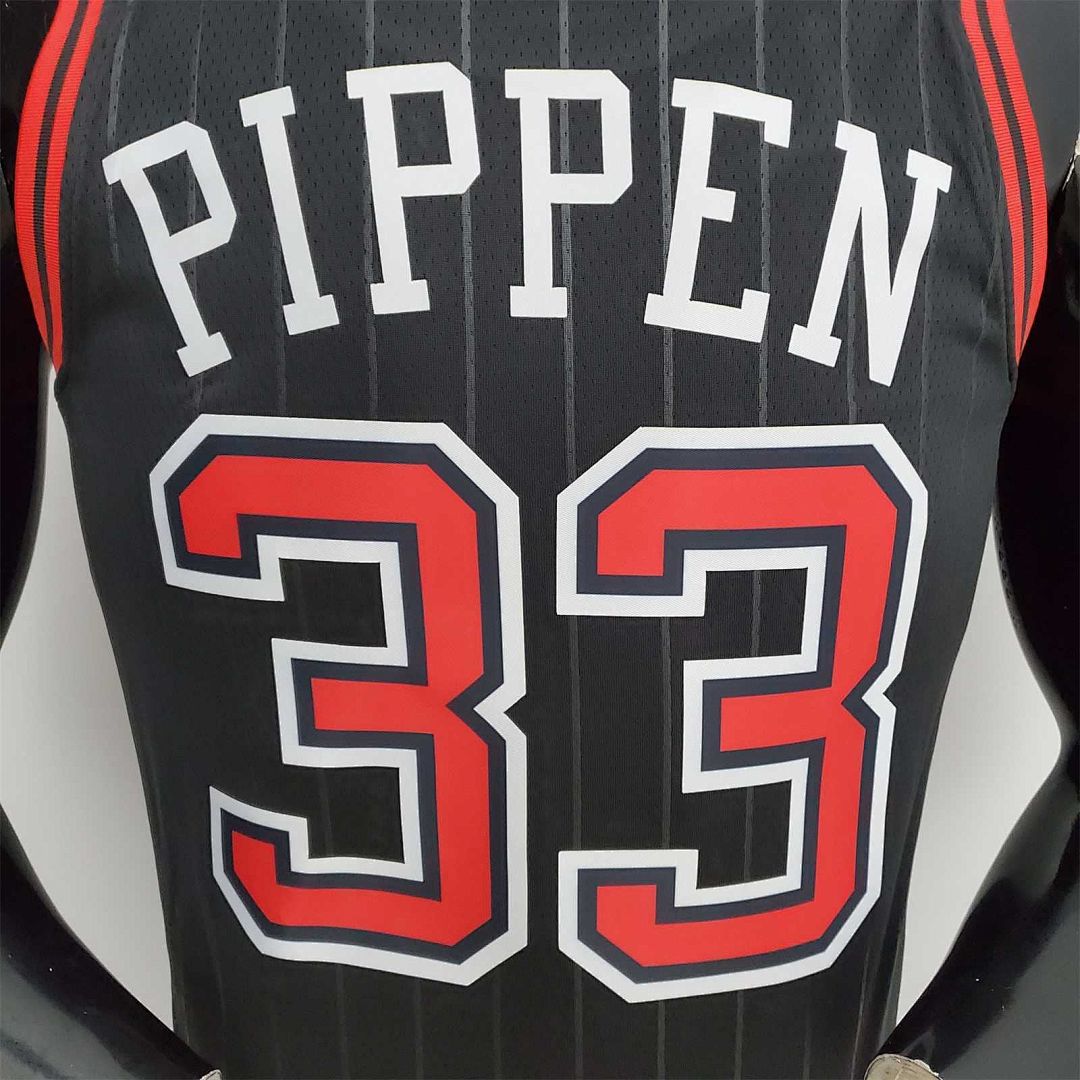 75th Anniversary Pippen#33 Bulls Flyers Black NBA Jersey 8