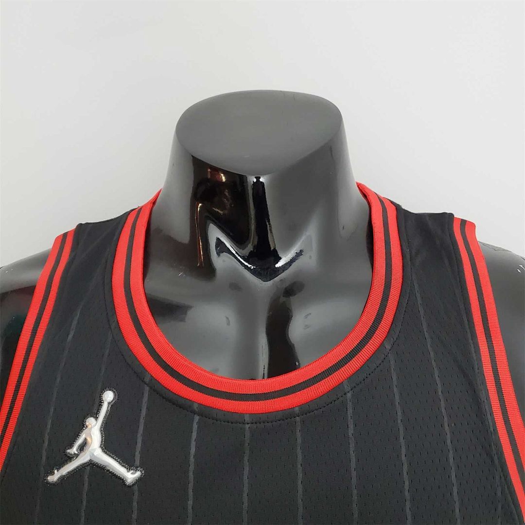 75th Anniversary Rodman#91 Bulls Flyers Black NBA Jersey 3