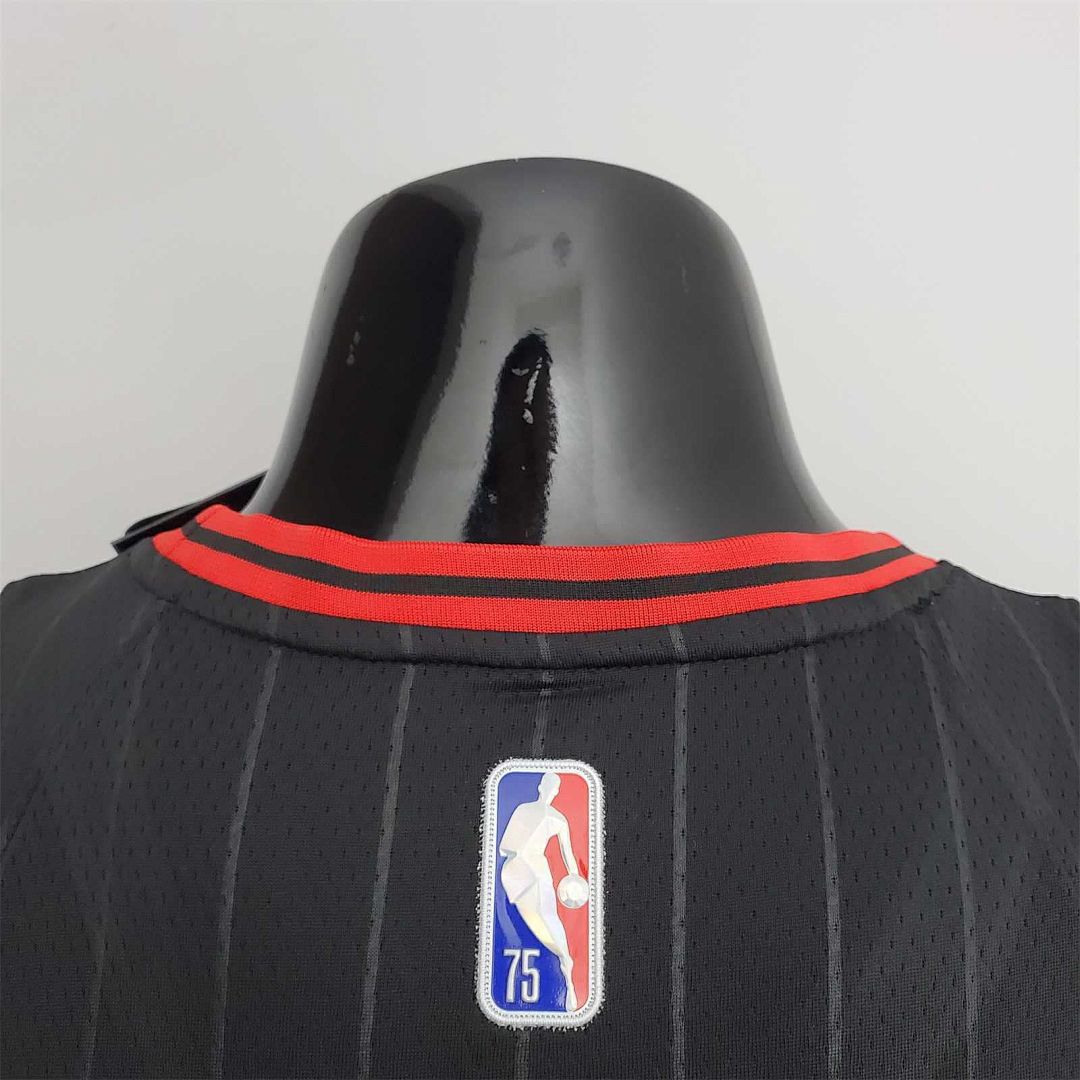 75th Anniversary Rodman#91 Bulls Flyers Black NBA Jersey 9