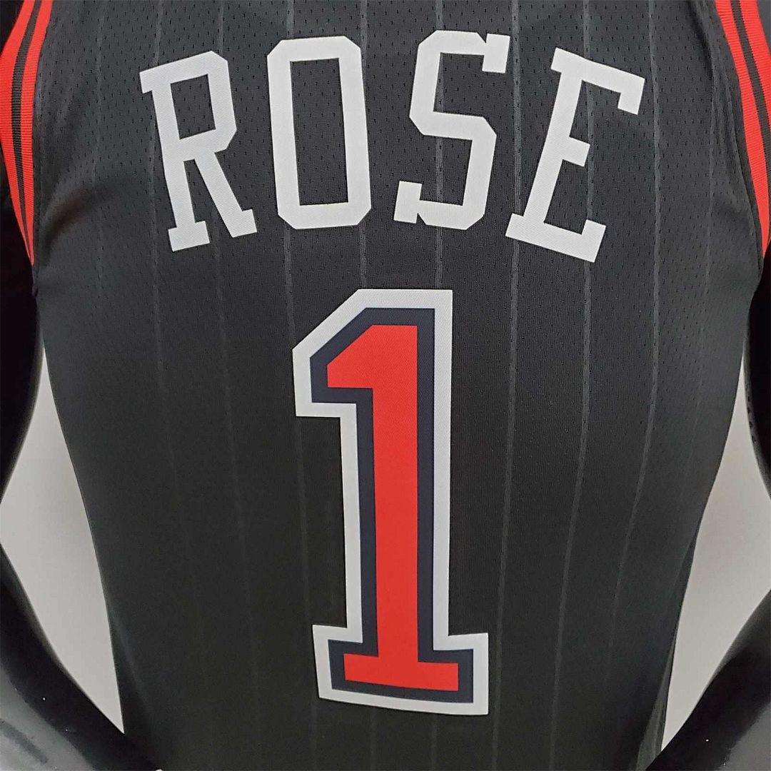 75th Anniversary Rose #1 Bulls Flyers Black NBA Jersey 3