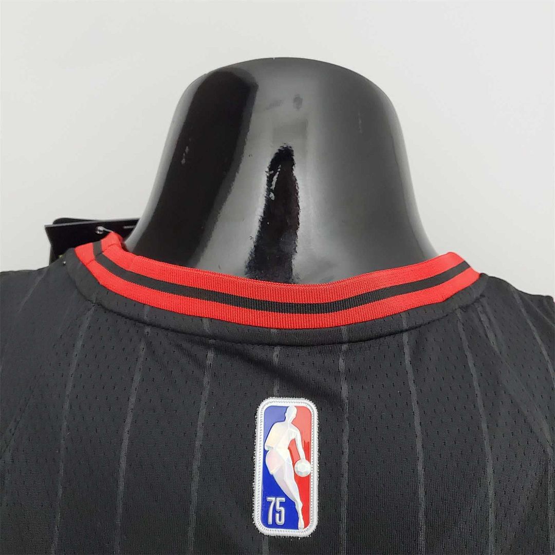 75th Anniversary Rose #1 Bulls Flyers Black NBA Jersey 4