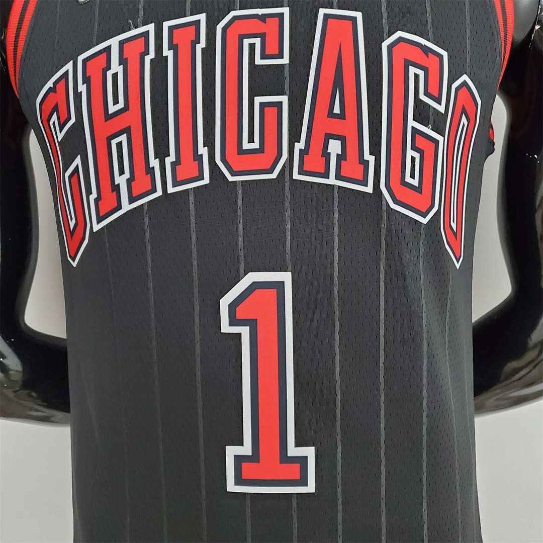 75th Anniversary Rose #1 Bulls Flyers Black NBA Jersey 5