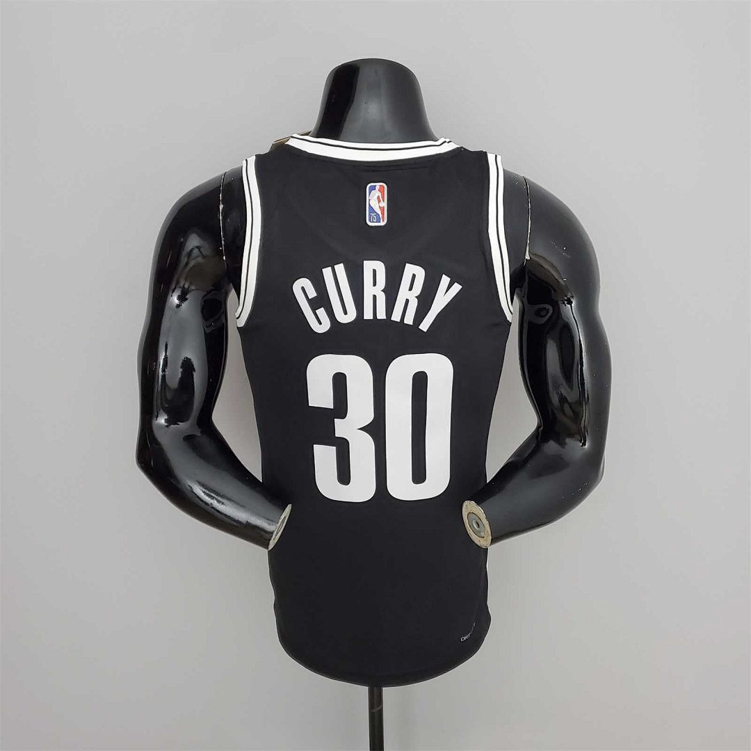 75th Anniversary Curry #30 Nets Black NBA Jersey 2