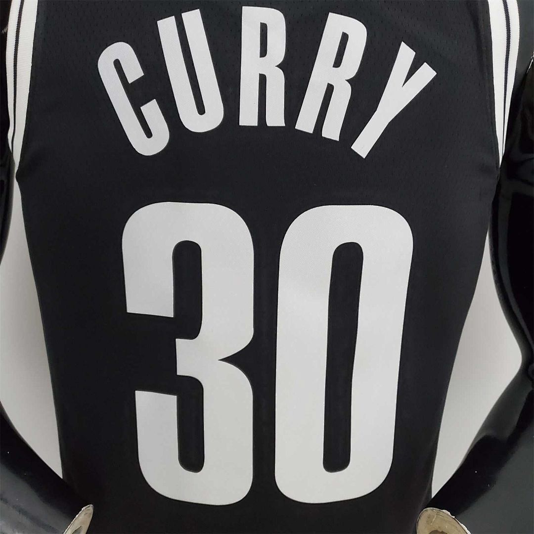 75th Anniversary Curry #30 Nets Black NBA Jersey 3