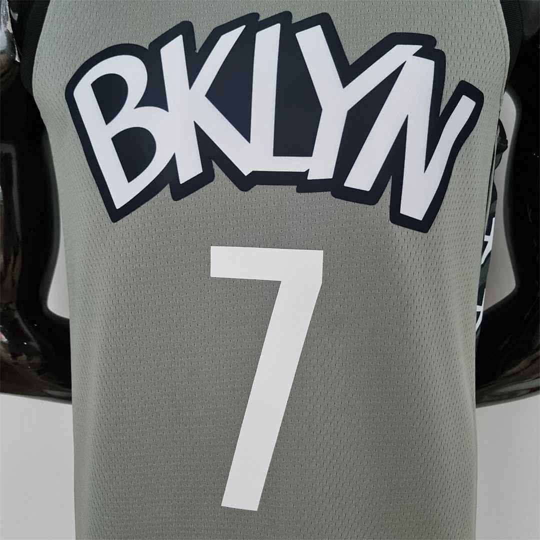 75th Anniversary Durant #7 Brooklyn Nets City Edition Gray NBA Jersey 4