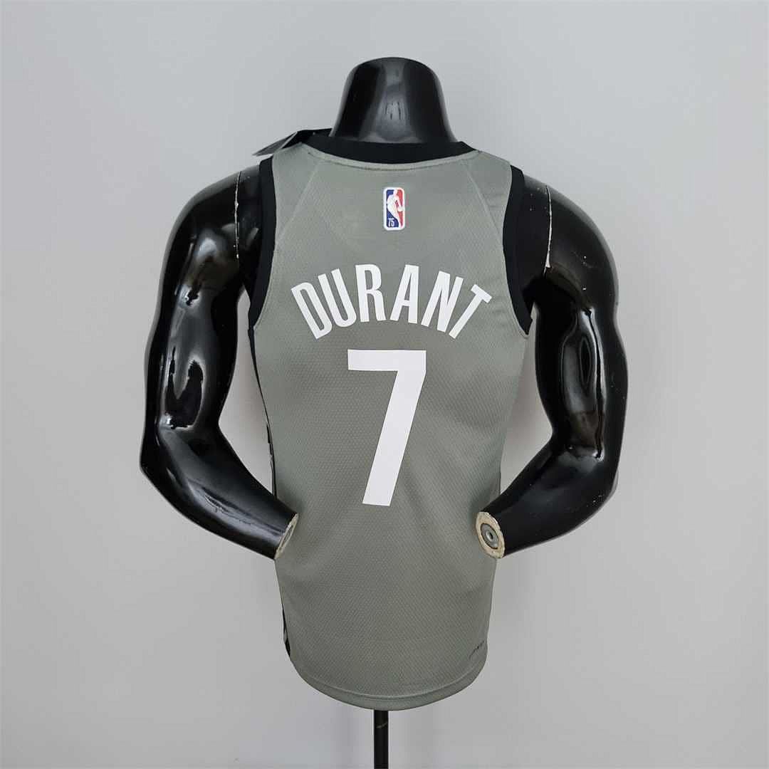 75th Anniversary Durant #7 Brooklyn Nets City Edition Gray NBA Jersey 8