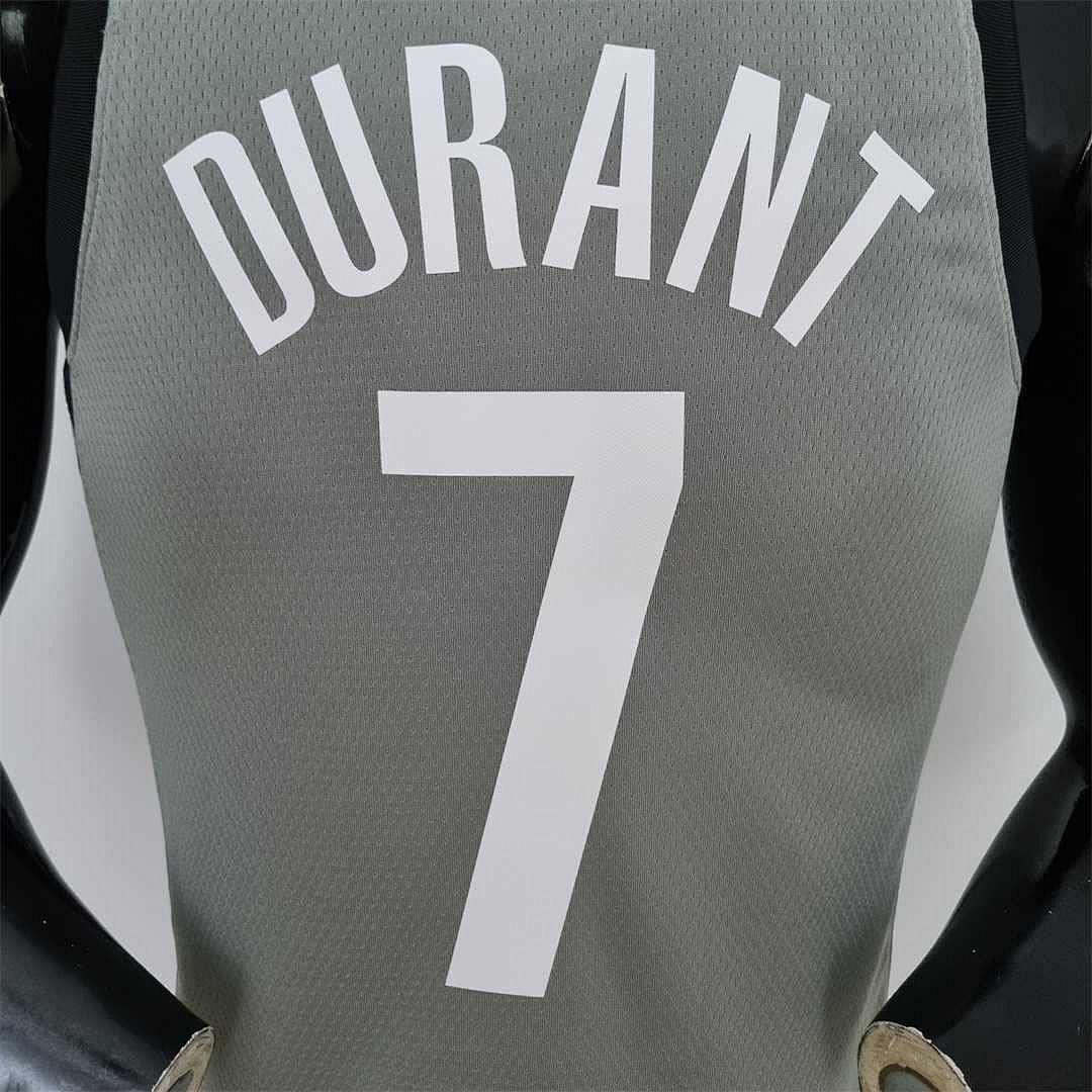 75th Anniversary Durant #7 Brooklyn Nets City Edition Gray NBA Jersey 9