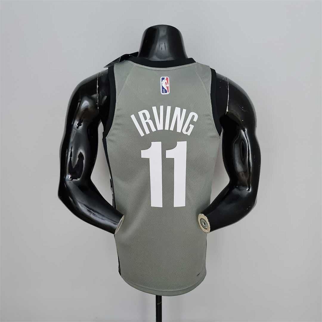 75th Anniversary Irving #11 Brooklyn Nets City Edition Gray NBA Jersey 2