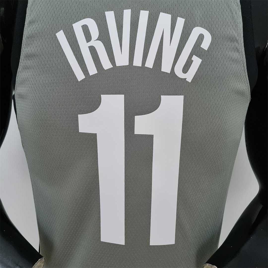 75th Anniversary Irving #11 Brooklyn Nets City Edition Gray NBA Jersey 3