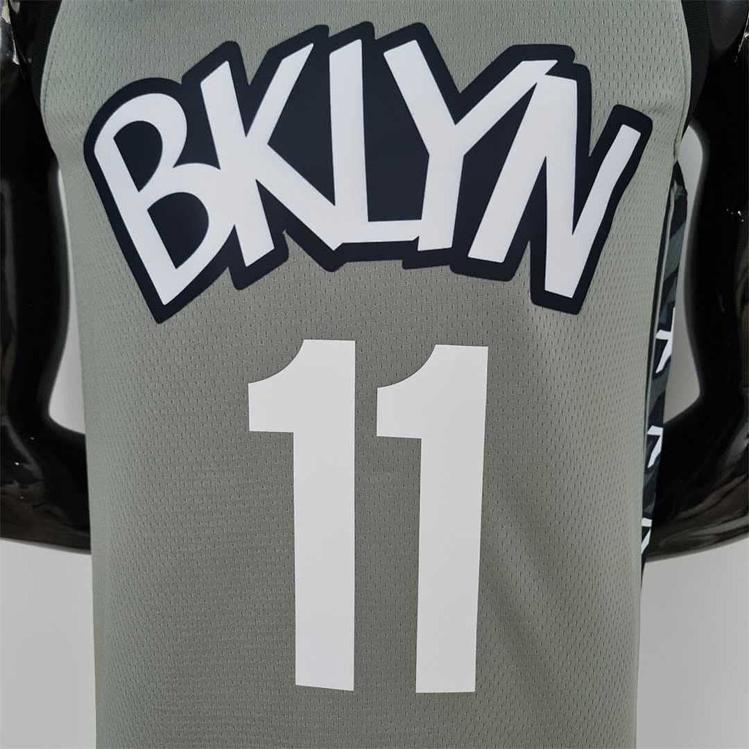 75th Anniversary Irving #11 Brooklyn Nets City Edition Gray NBA Jersey 5