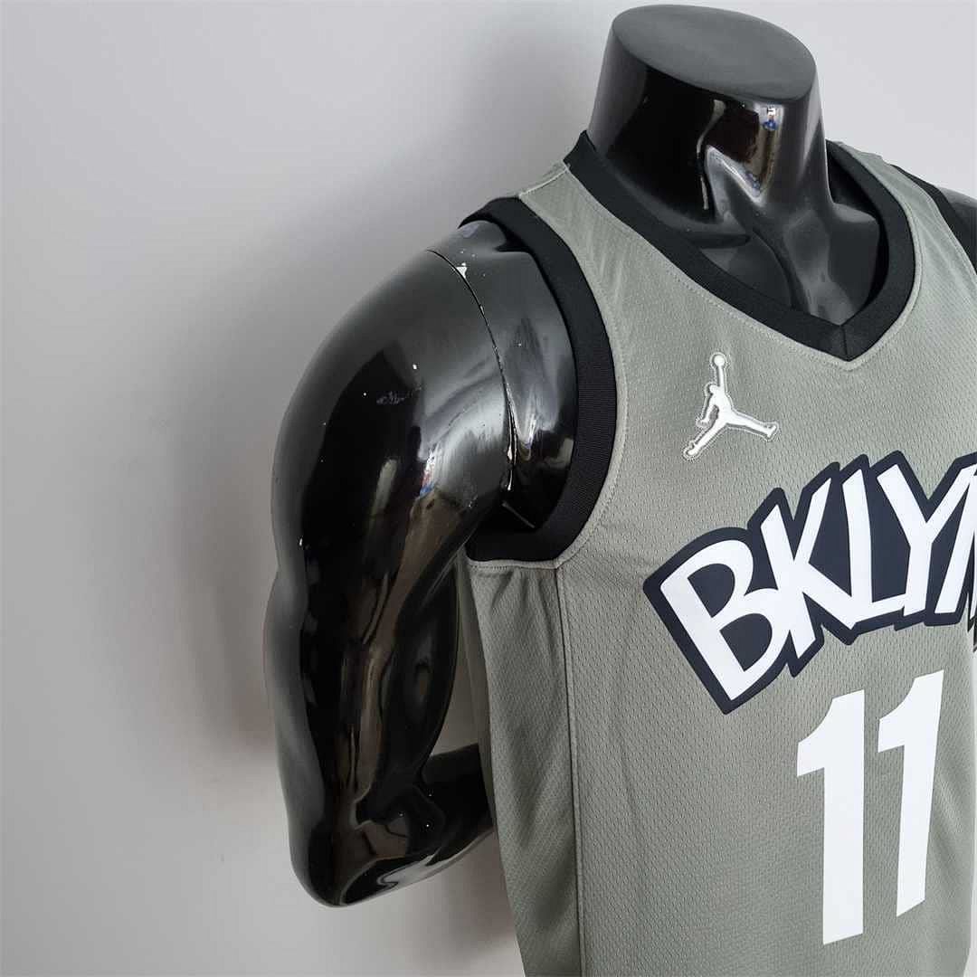 75th Anniversary Irving #11 Brooklyn Nets City Edition Gray NBA Jersey 8