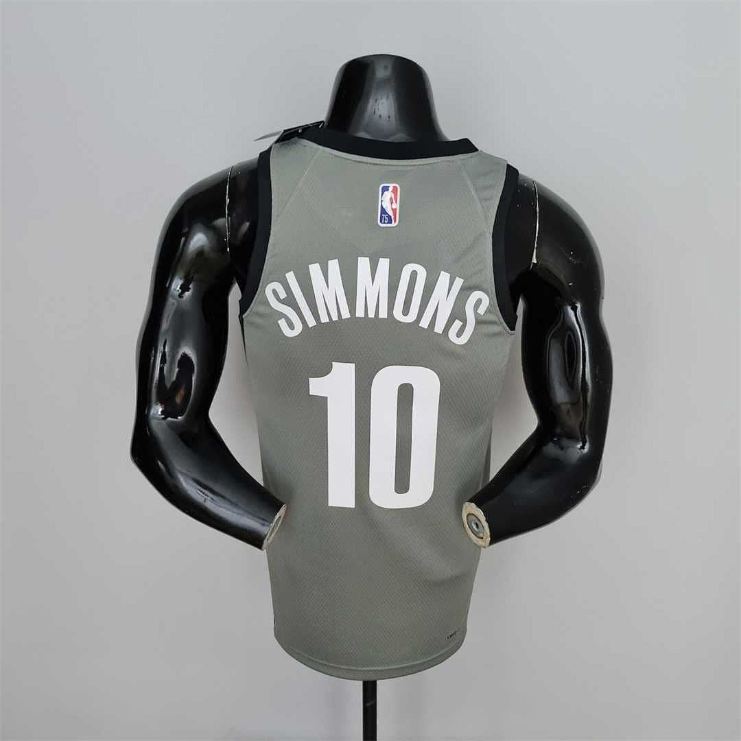 75th Anniversary Simmons #10 Brooklyn Nets City Edition Gray NBA Jersey 2