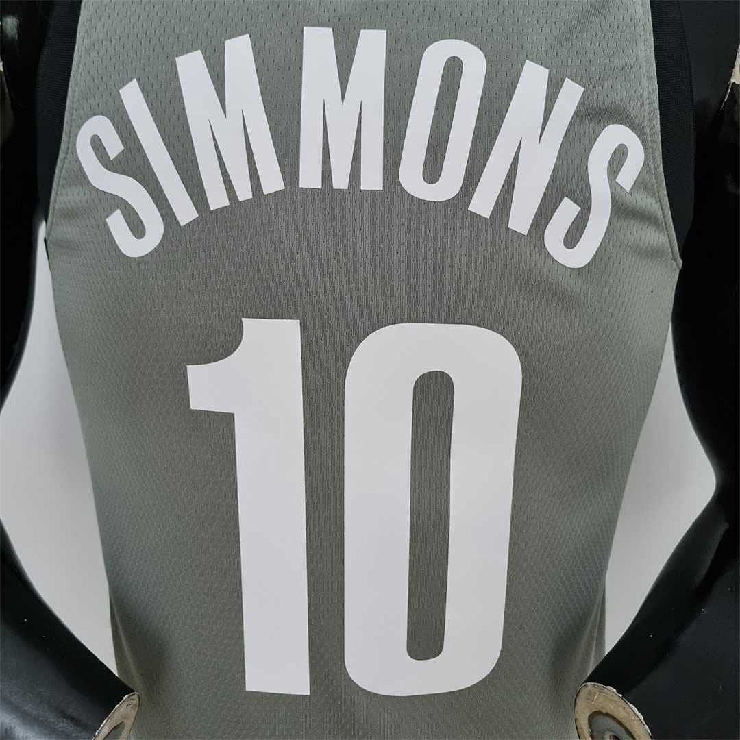 75th Anniversary Simmons #10 Brooklyn Nets City Edition Gray NBA Jersey 3