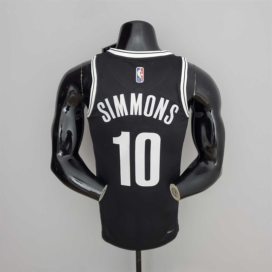 75th Anniversary Simmons #10 Nets Black NBA Jersey 8